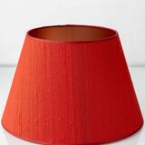 Pair of Royal Delft blue and white ceramic table lamps with new vermilion silk shades.