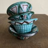 Set of 4 Robert Picault Vallauis 1960 cups