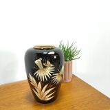 Vase vintage en porcelaine noire d'Allemagne de l'Ouest par Scheurich