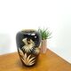 Porseleinen  vintage zwarte vaas Foreign, Scheurich, met gouden details en graan