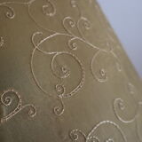 Vintage table lamp in turned wood and fabric lampshade