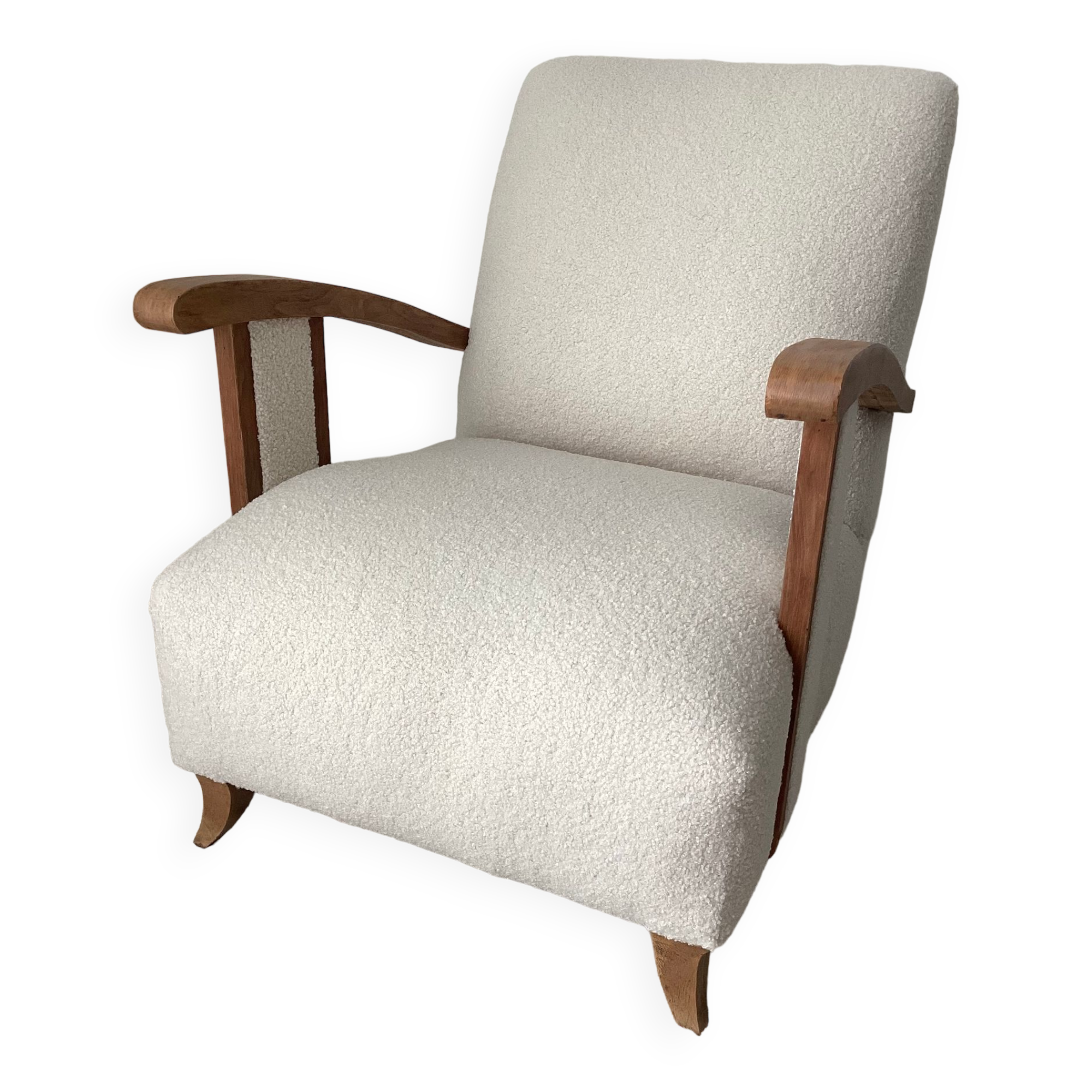 Vintage armchair completely restored with a French terry fabric