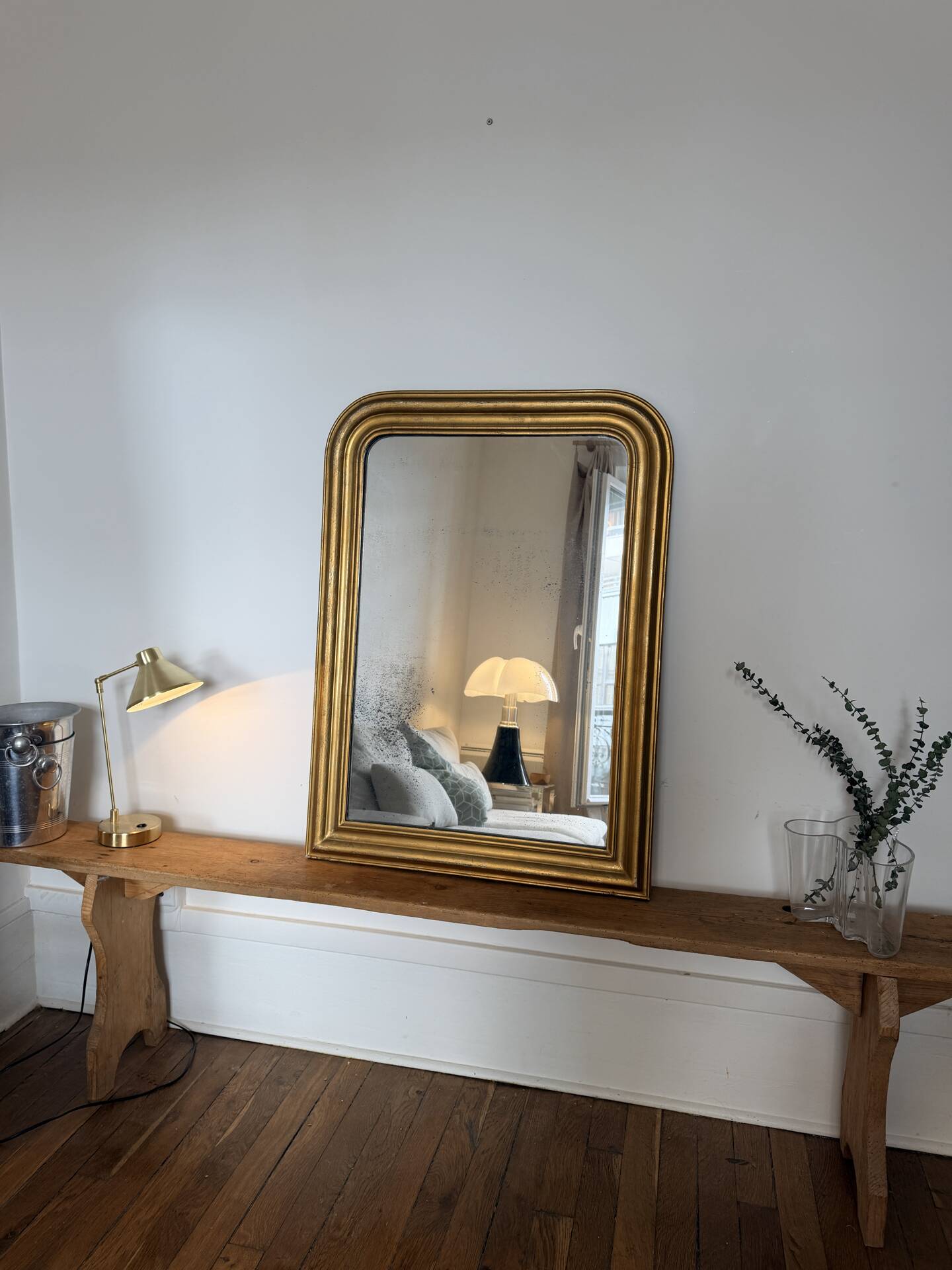 Louis-Philippe gilded mirror with mercury glass 89x65cm