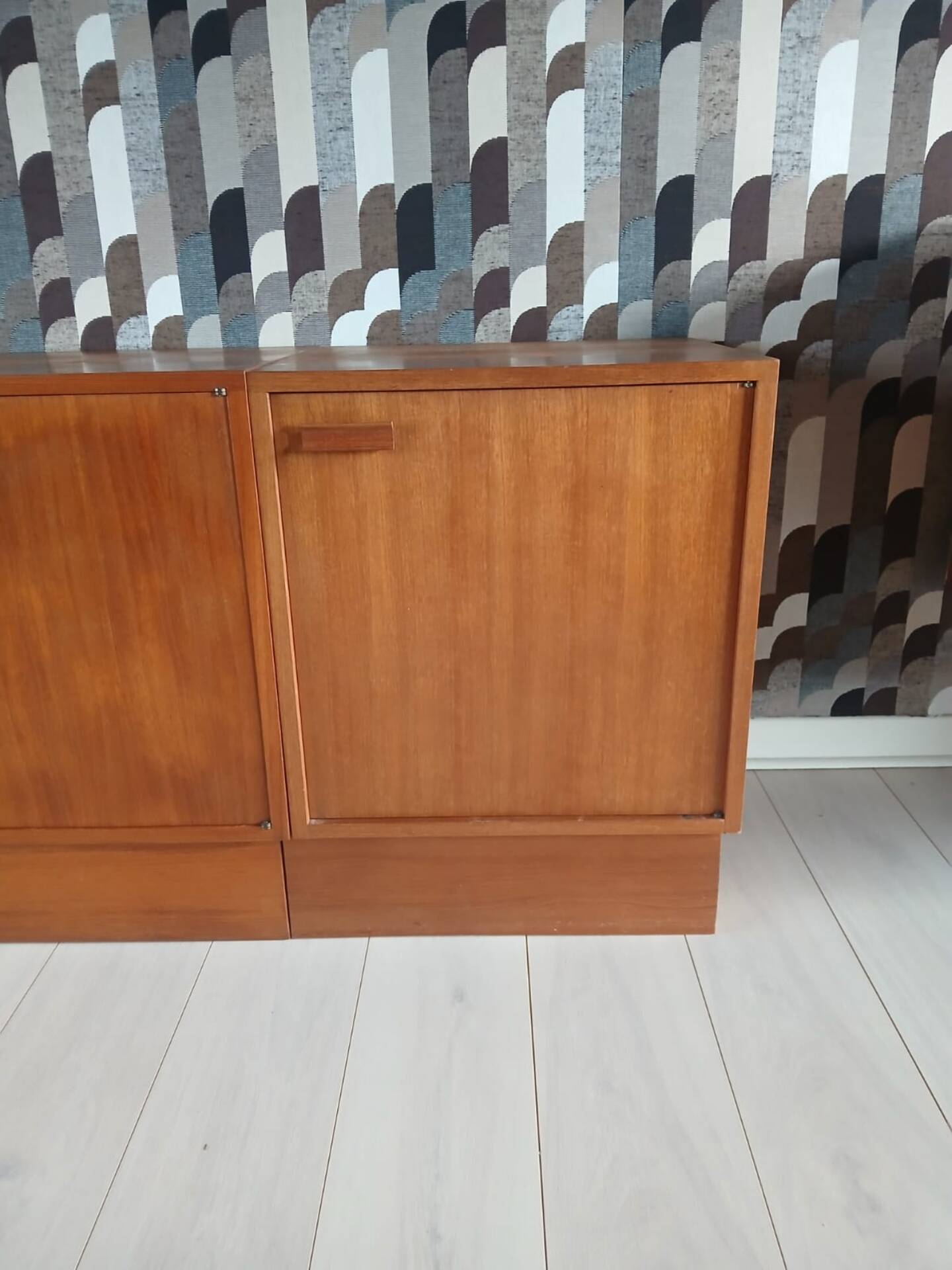 Large modular vintage sideboard in wood – 1960s/70s – 248 cm