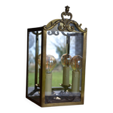 Antique glass wall light in brass