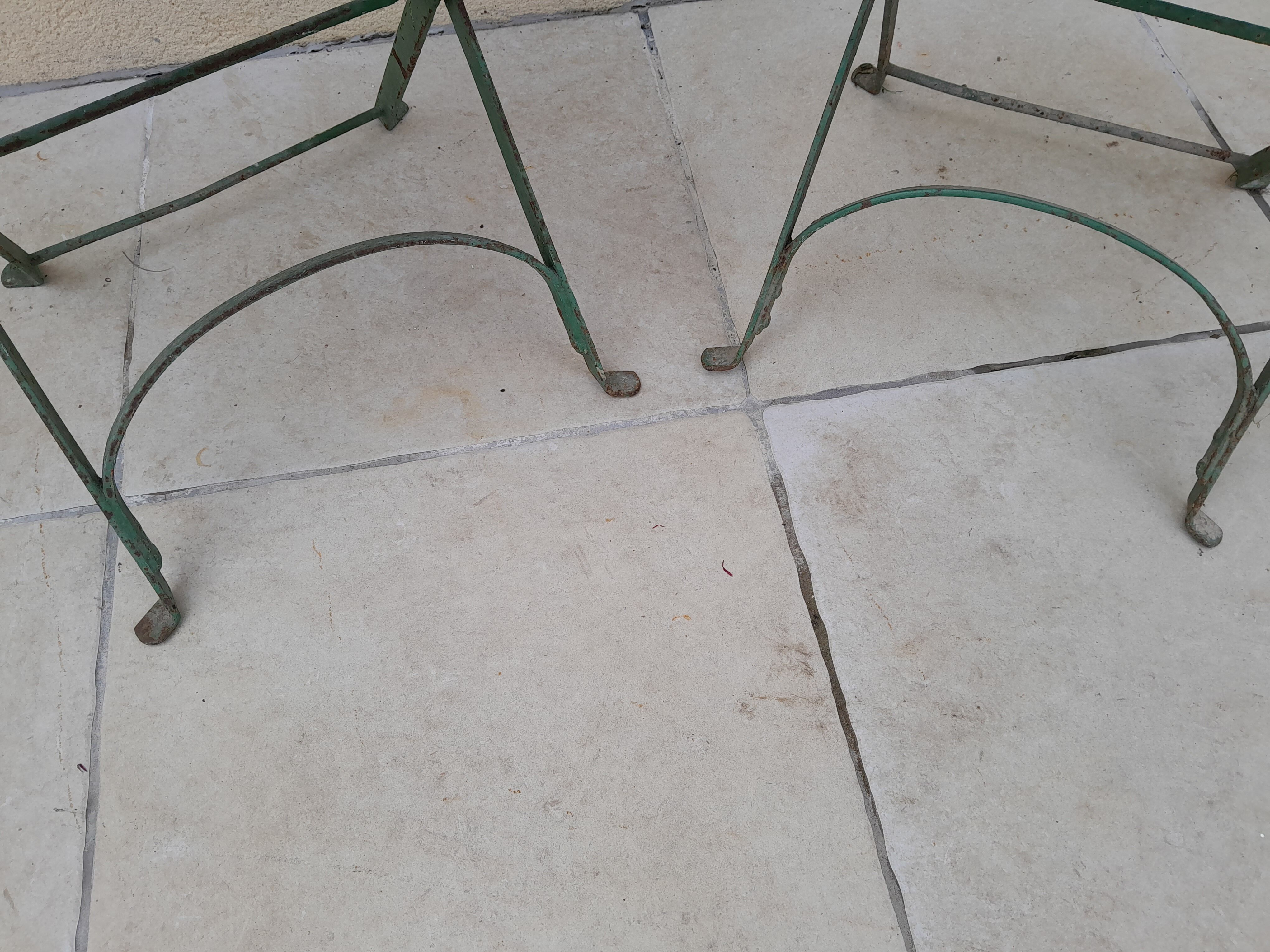 Pair folding garden chairs bistrot 1900 old