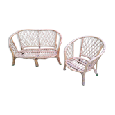 Ensemble rotin canapé et fauteuil