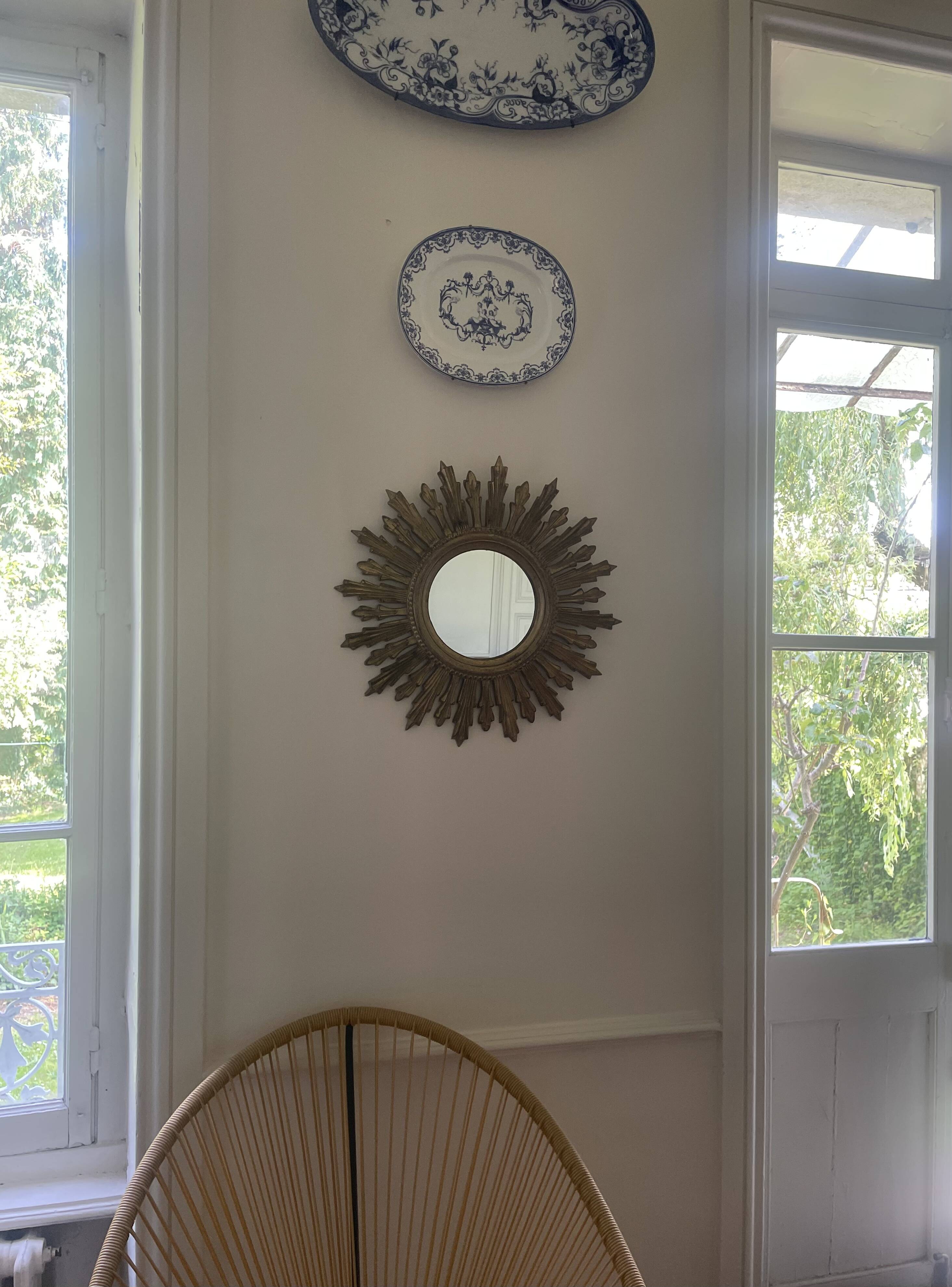 70'S golden resin sun mirror