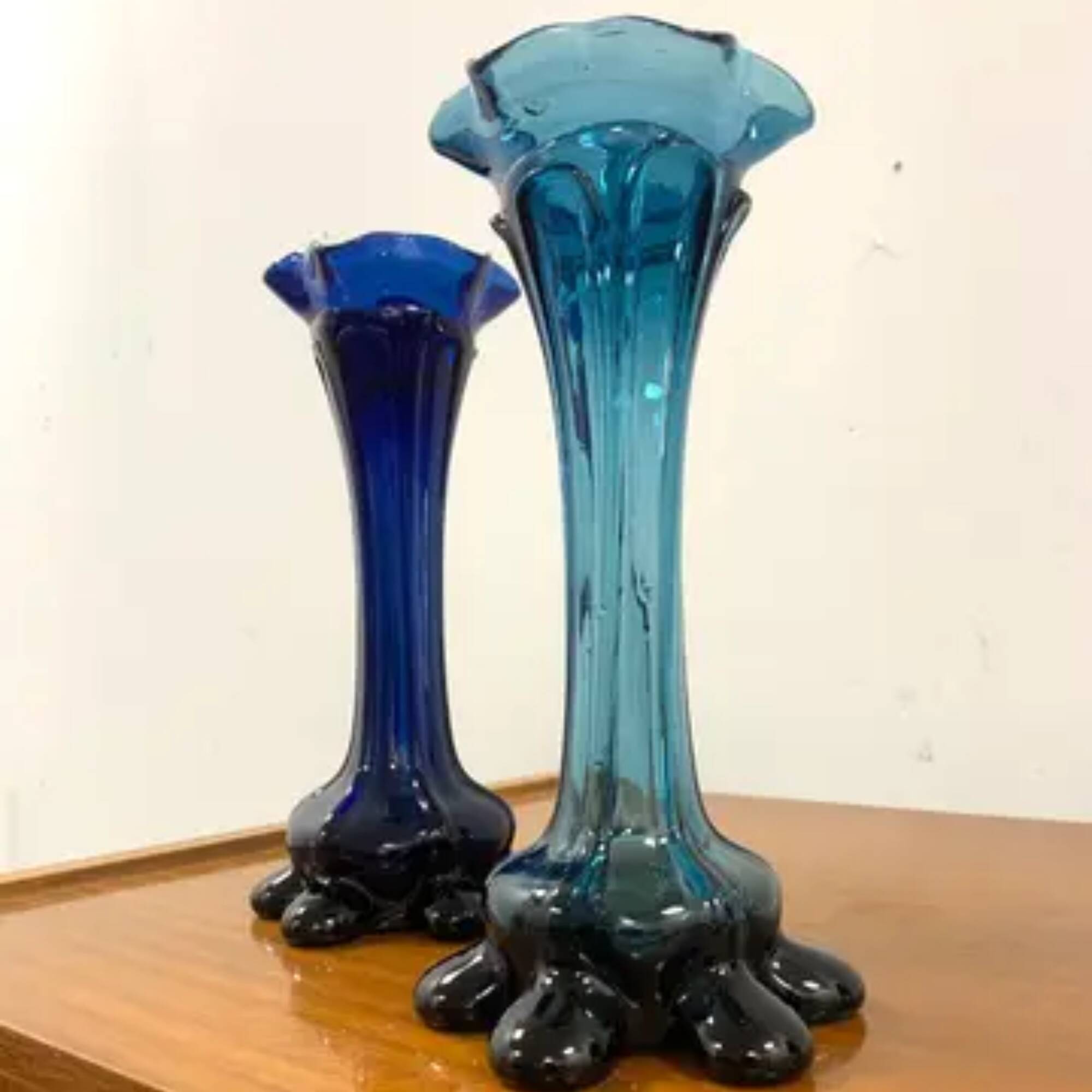 Retro blue vases, Czechoslovakia, 1960s (set of 2)
