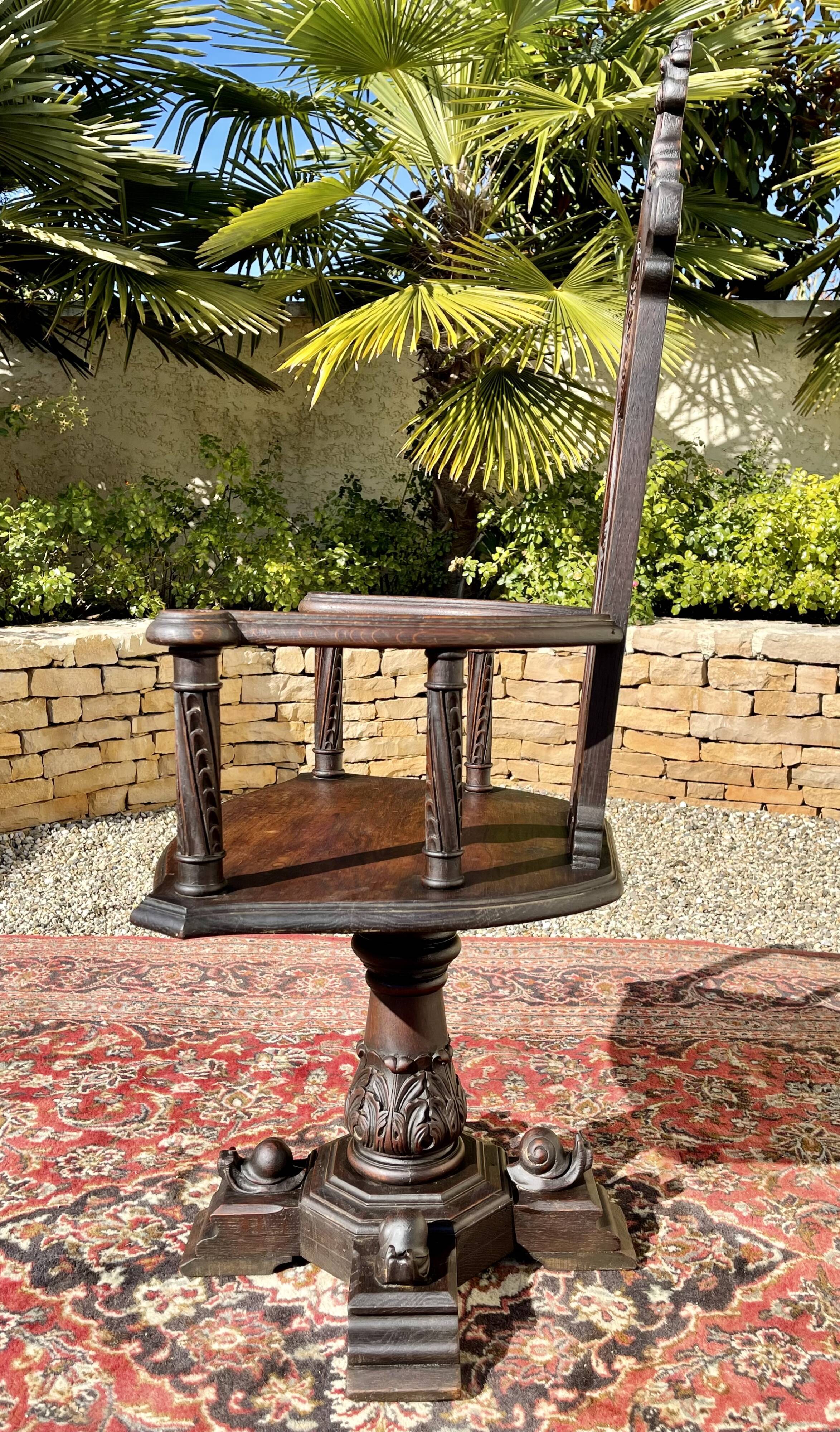 Neo-gothic oak armchair