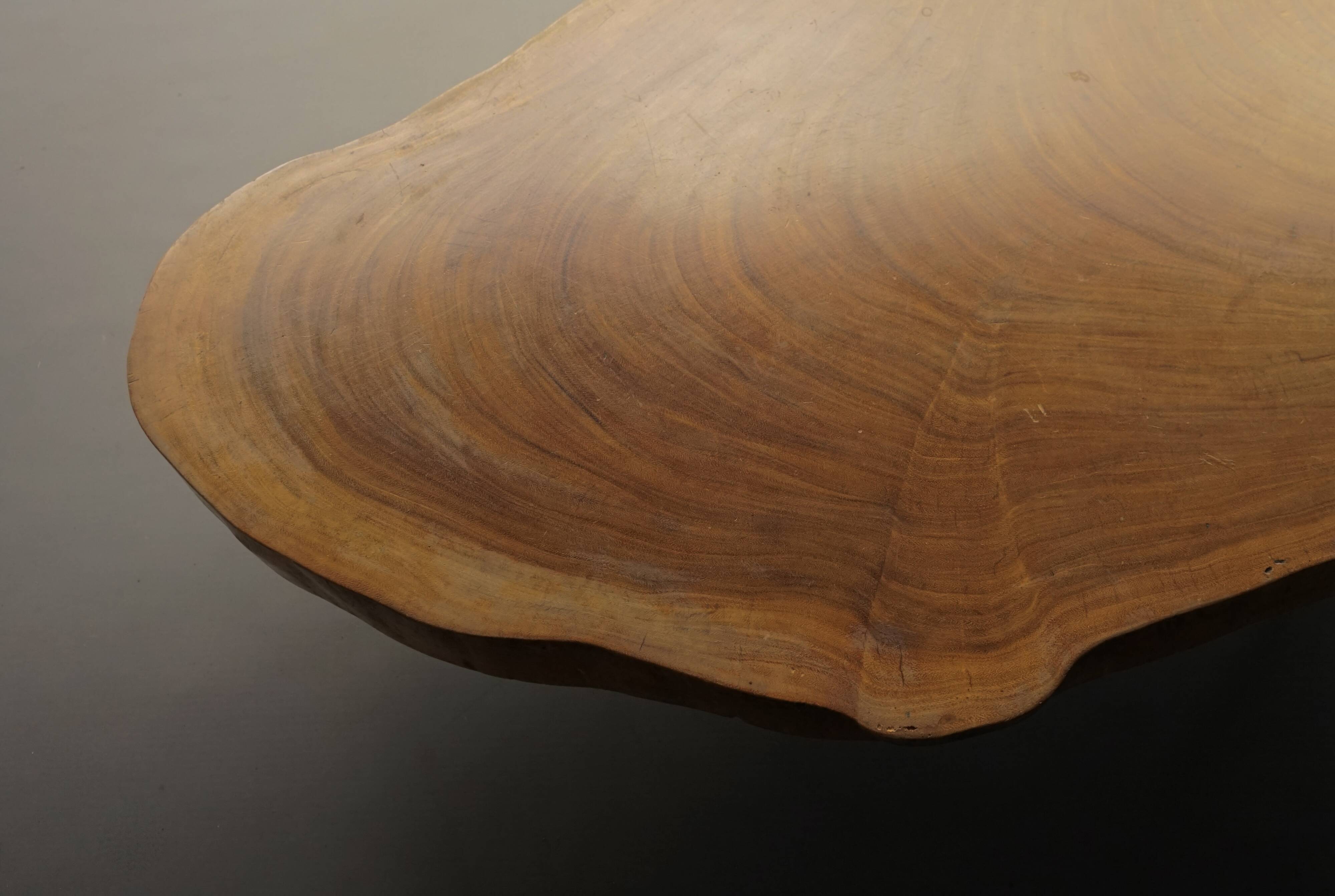 Table basse brutaliste en bois de tronc d'arbre, années 1960