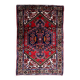 1950s handmade wool medallion rug, red and navy, 96 × 144 cm - 1C1290