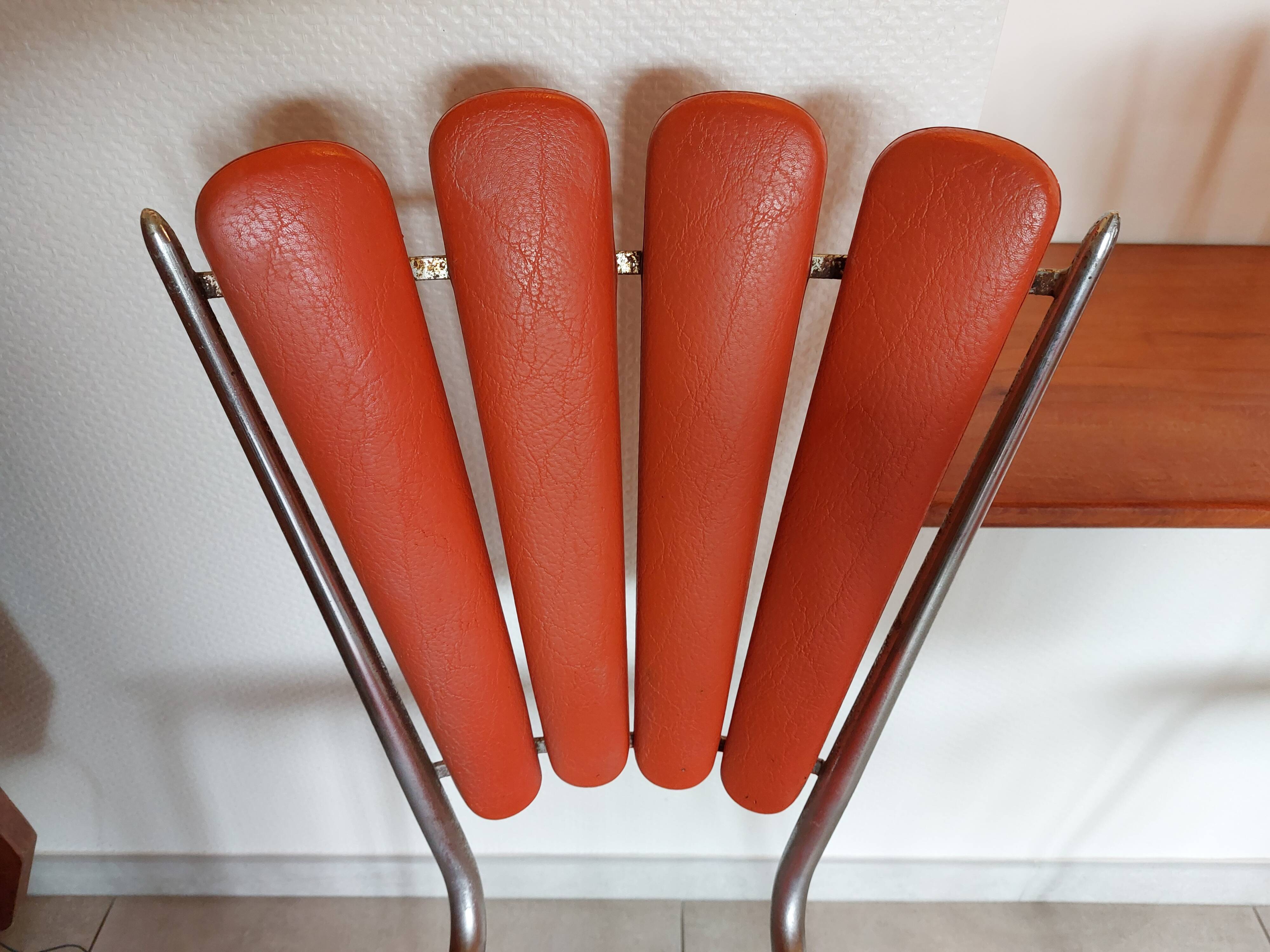 4 orange petal chairs, vintage