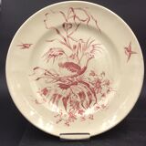 2 ancient plates longchamp congo ostrichs antique french plate ostrich