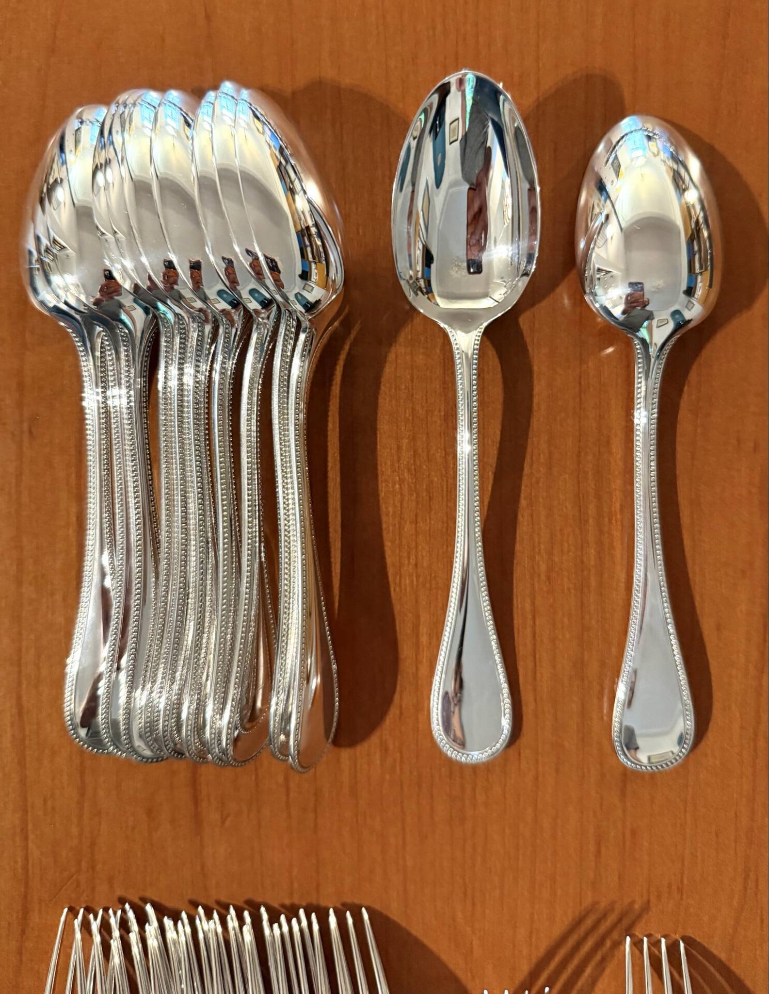 Christofle pearls, dessert cutlery 12 forks 12 spoons 17cm
