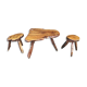 Brutalistic solid wood table and stools