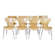 Set of eight Seven chairs - Model 3107 - natural leather - Arne Jacobsen - Fritz Hansen