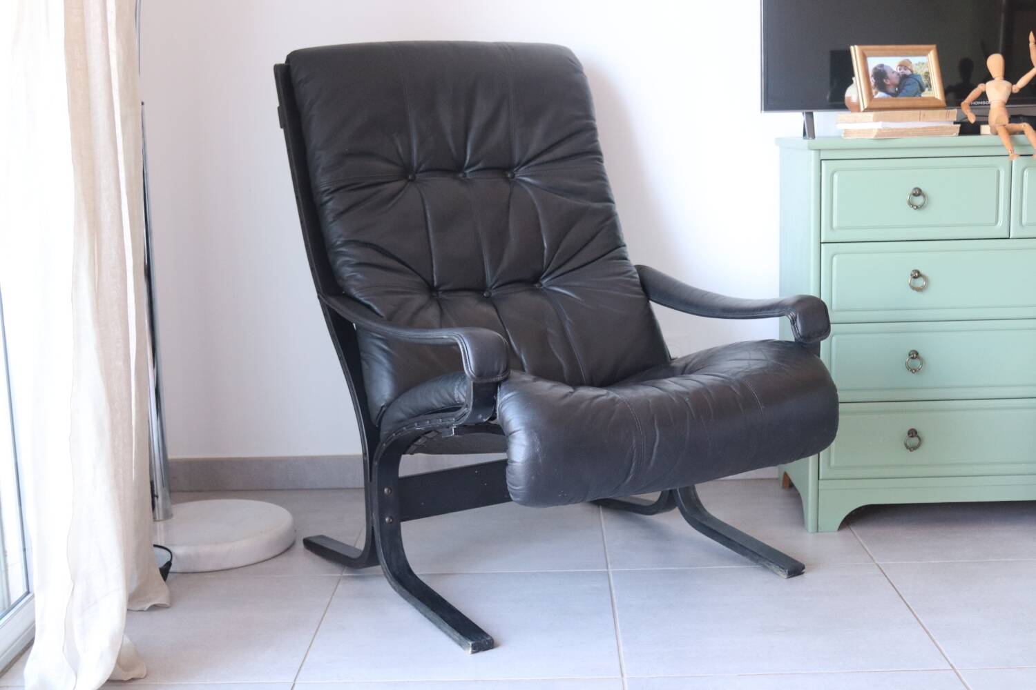 Siesta armchair Westnofa ingmar relling vintage black leather