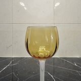 6 amber crystal wine glasses