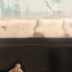Ancien buffet en bois, marbre blanc