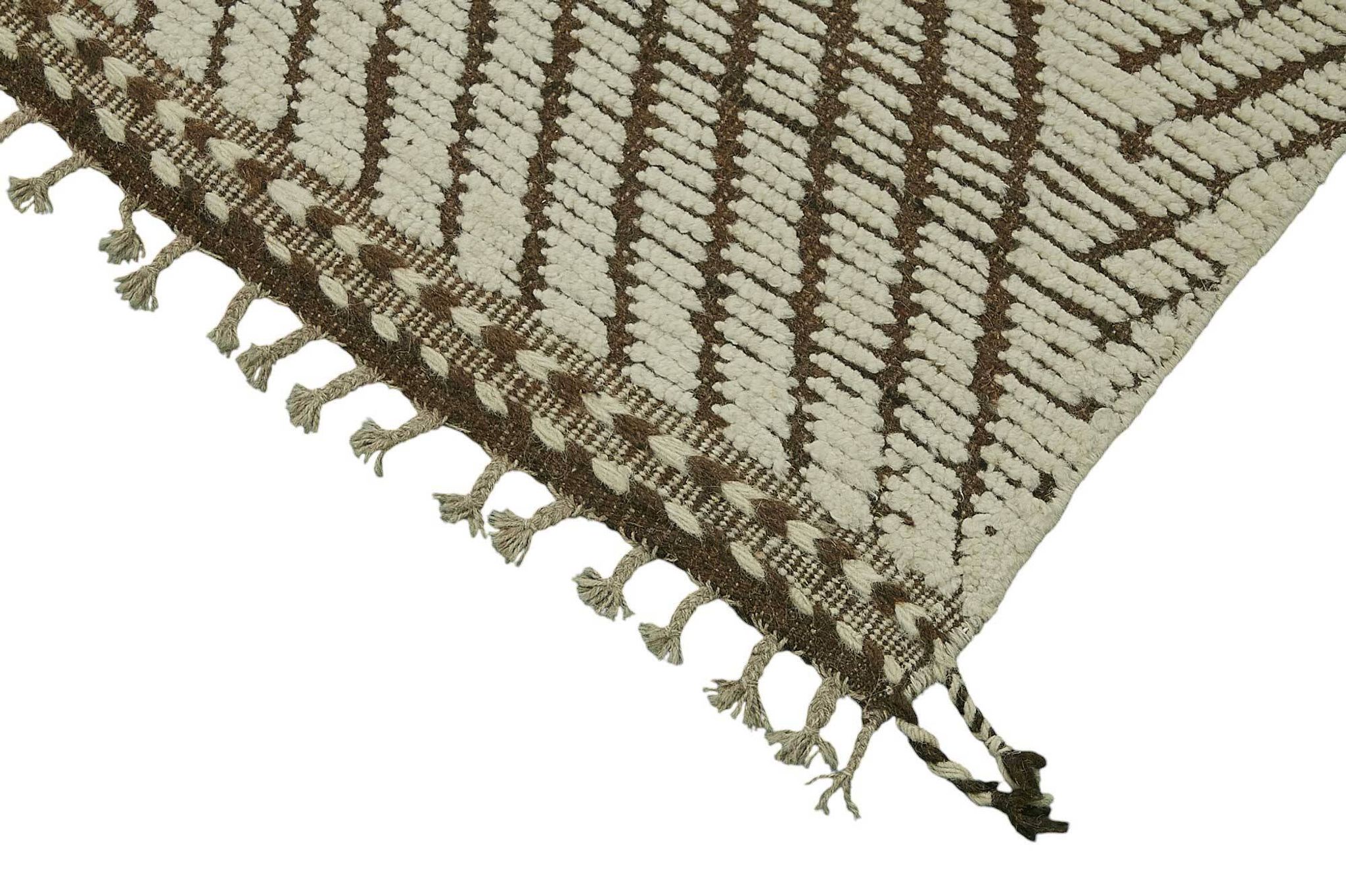 Handwoven Tribal One of a Kind 272 cm x 375 cm Beige Wool Carpet