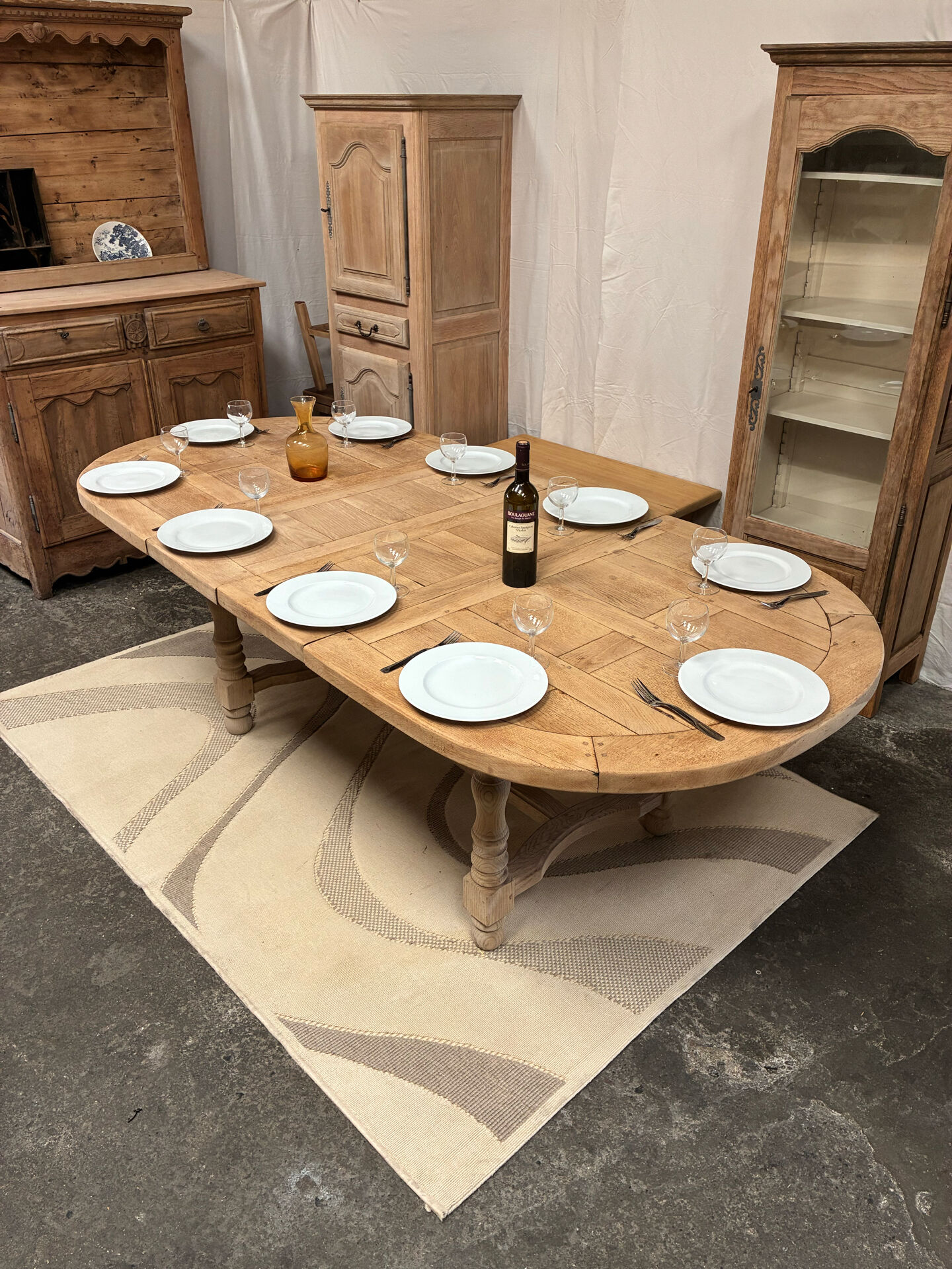 Solid oak farmhouse table with extensions
