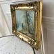 painting oil on canvas landscape river and forest frame wood signed years 40-50