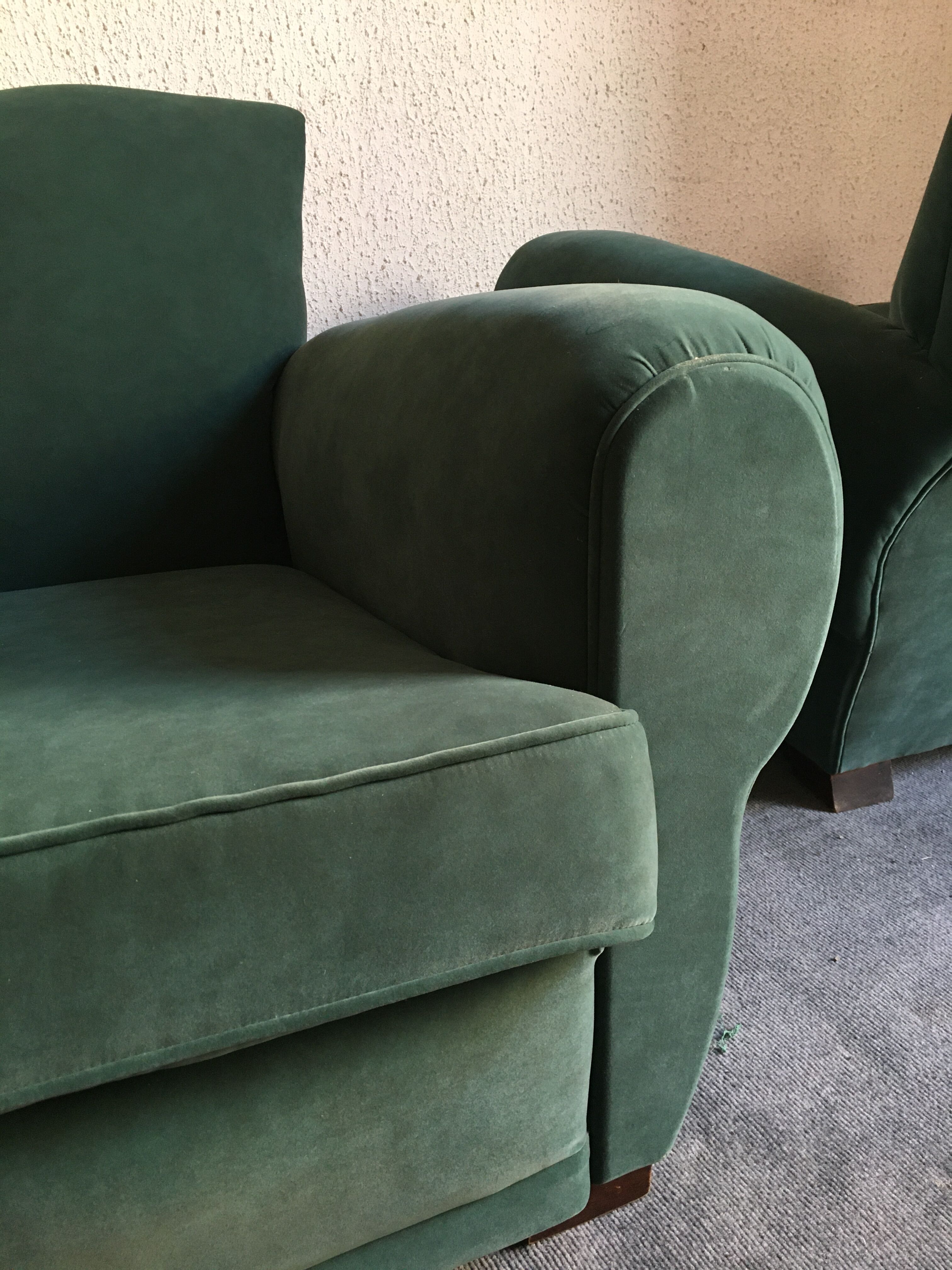 Pair of club armchairs with mustache
