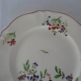 Large round dish 512112 Sarreguemines faience old flowers STRASBOURG