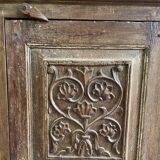 India. Bonnetière with a teak door finely carved by hand.