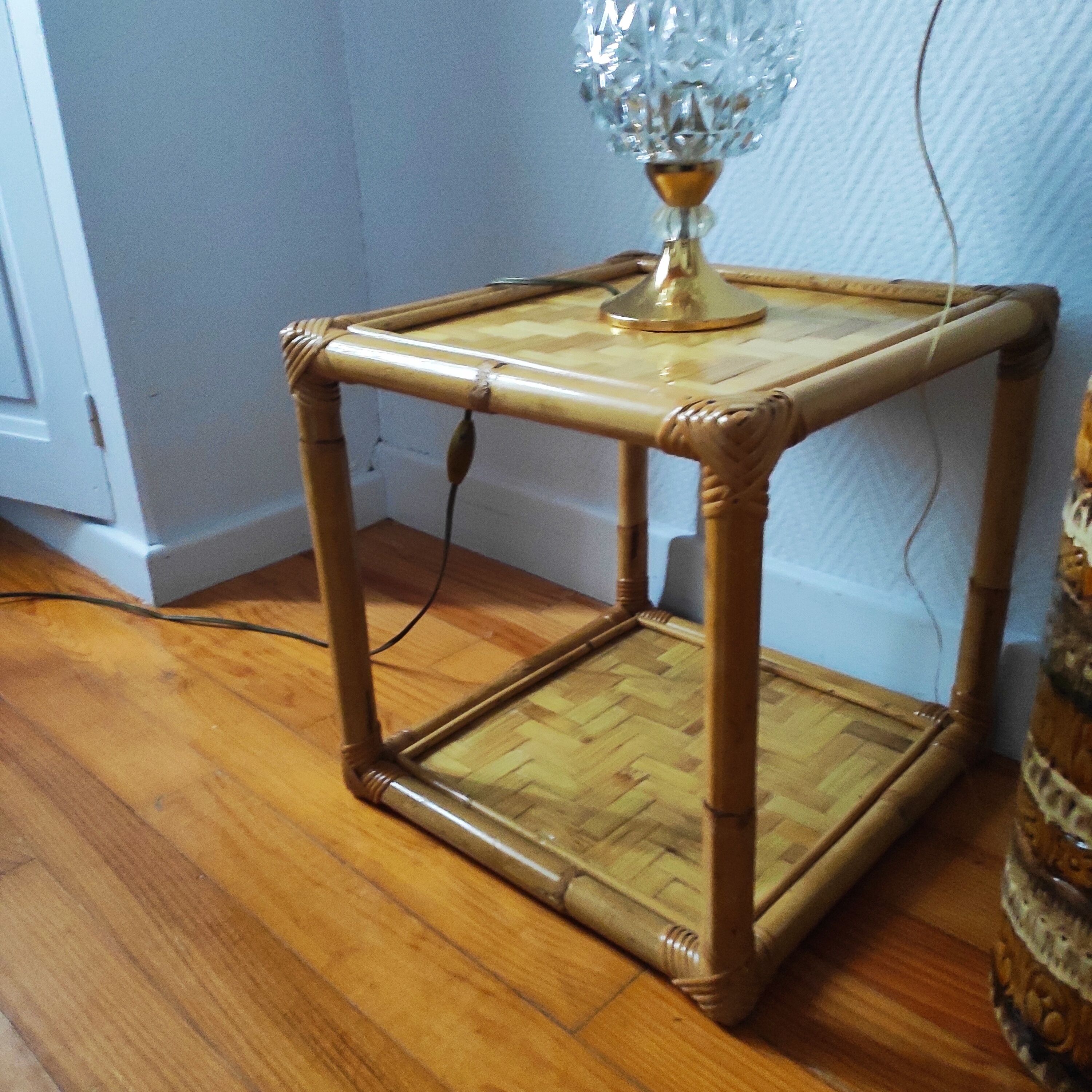 Pair of rattan bedside tables