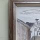 Mid-Century Modern "Stroll" Swedish Vintage Street Scene Oil Painting, Framed