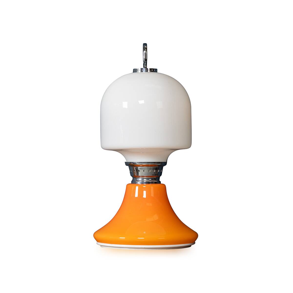 Vintage 20thc italian white & orange glass table lamp c.1970