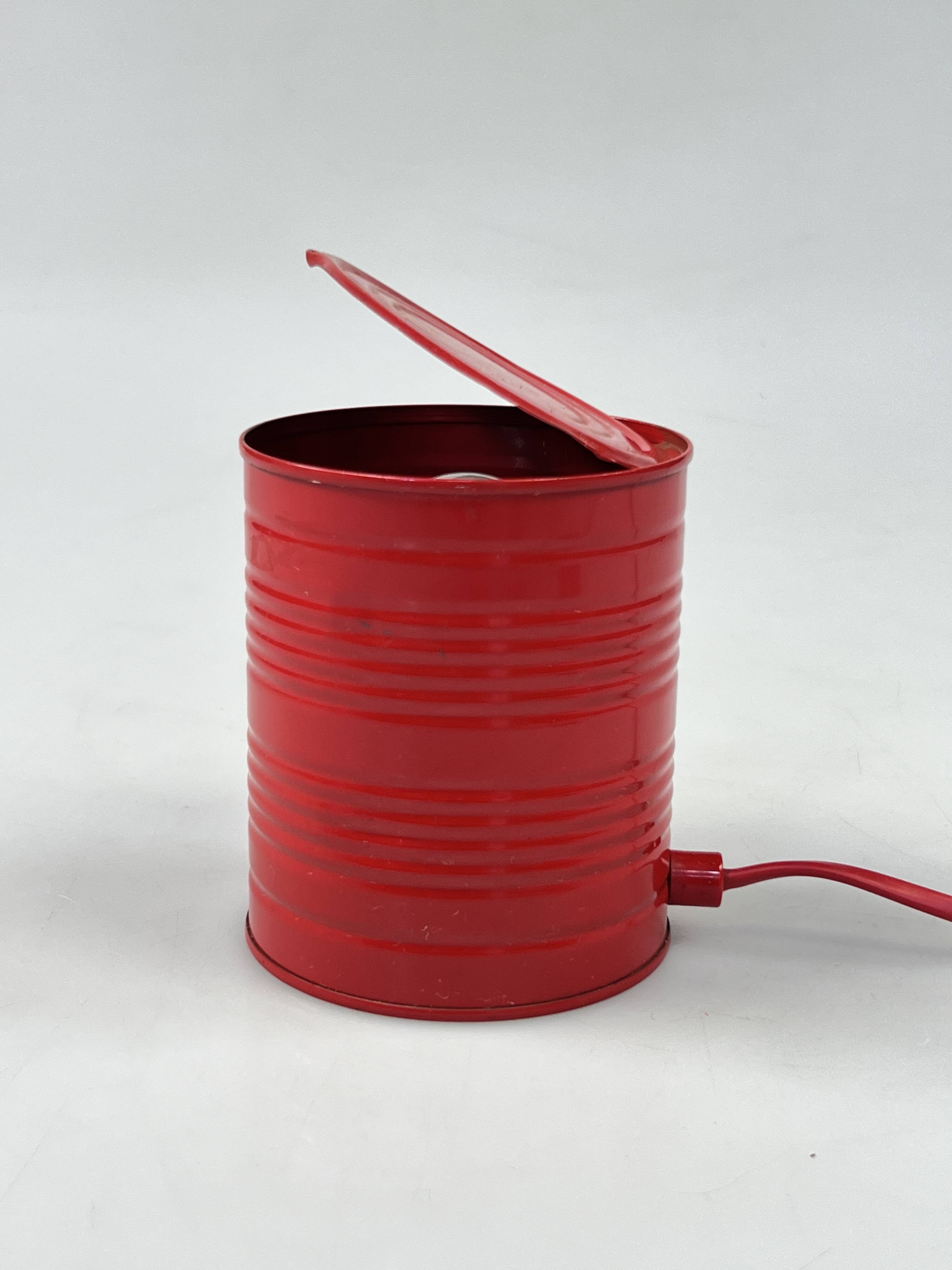 Vintage Red Tin Can Lamp, Ad Van Berlo, Vrieland Design, 1980s