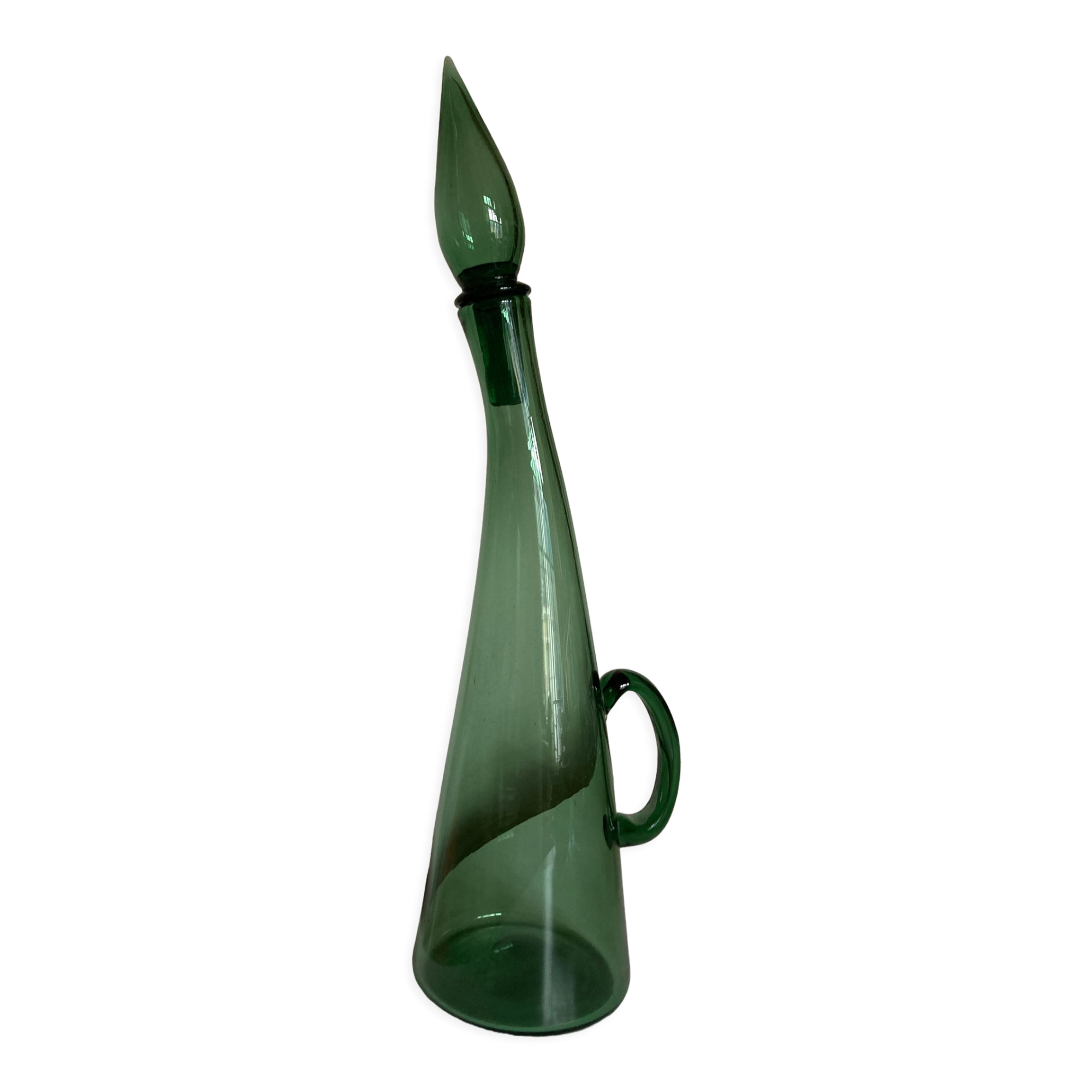 Carafe XXL in Empoli glass Italian work 1960
