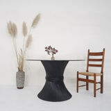Bamboo and glass McGuire "Wheet" dining table, U.S.A, 1970's