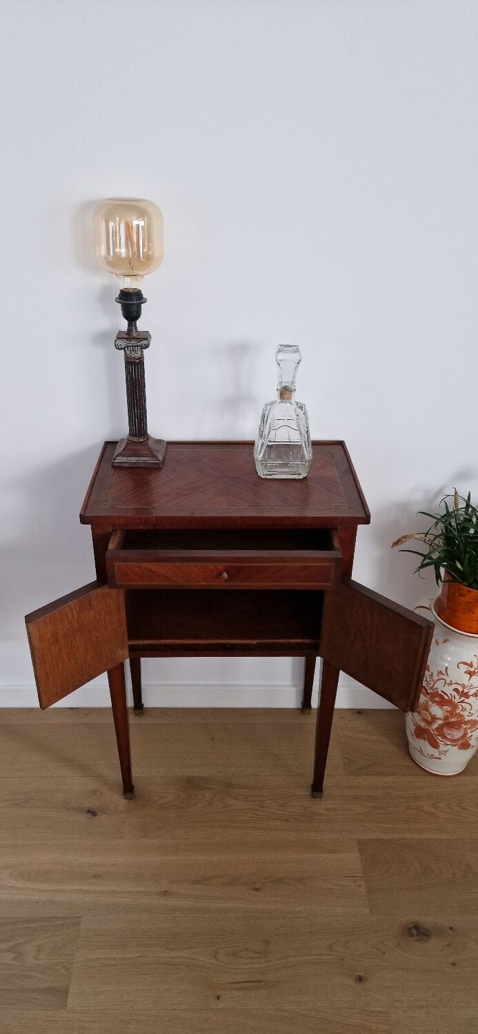 Directory style marquetry side table