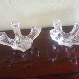 Val Saint Lambert - Pair of 4-light crystal candlesticks - modern design