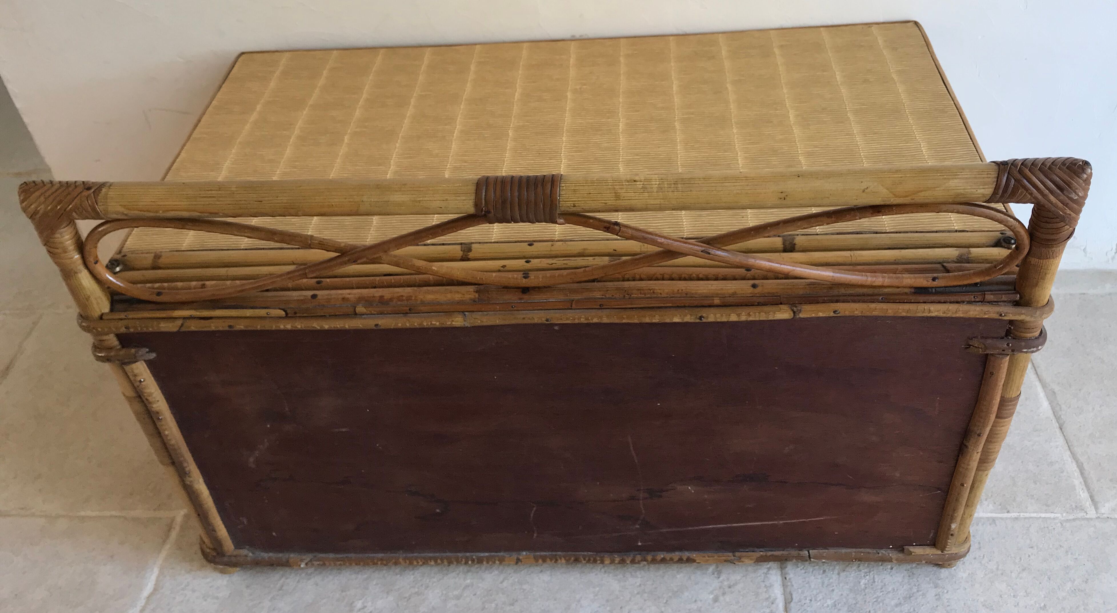 Vintage rattan and bamboo toy chest