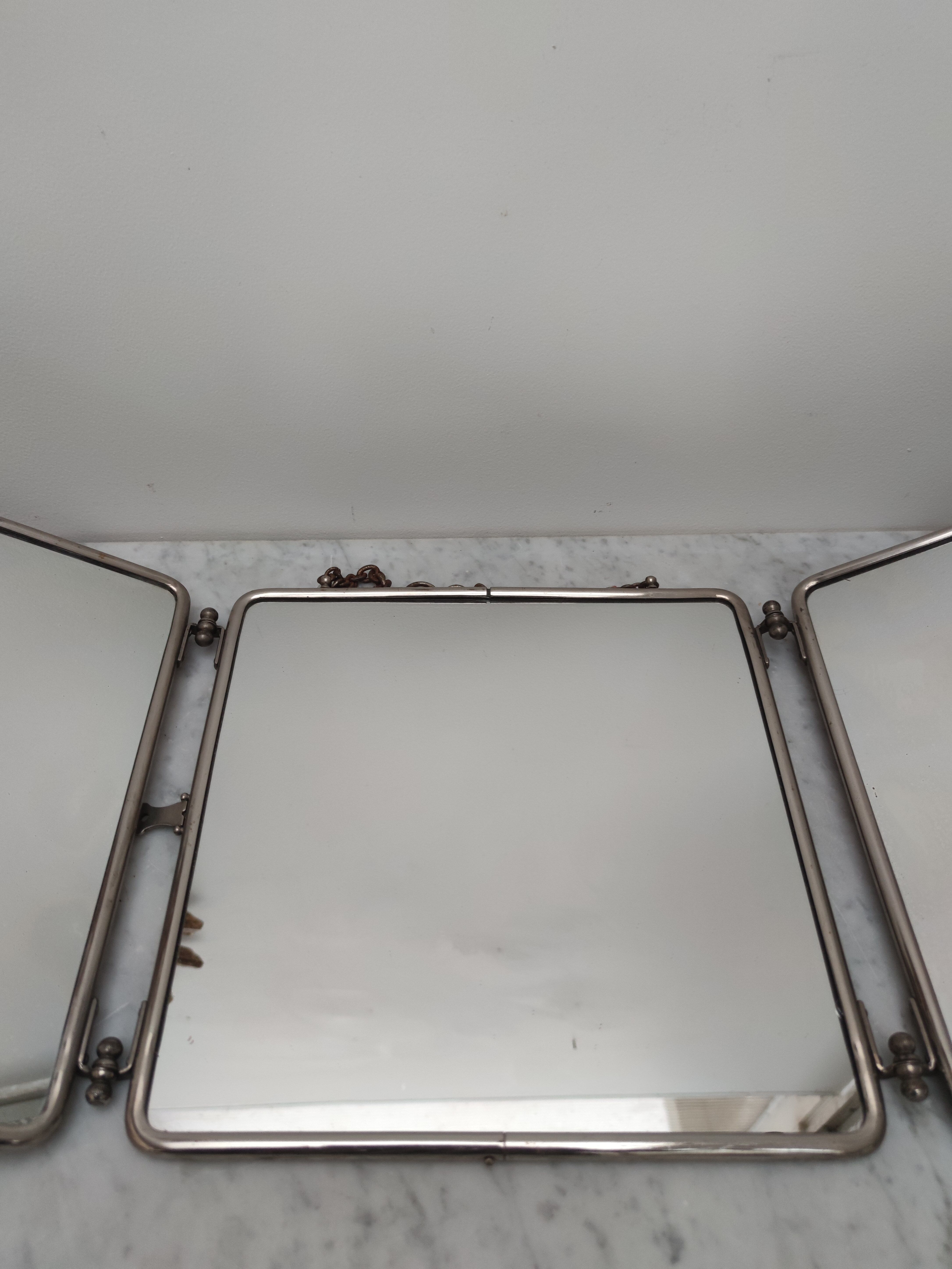 Square barber triptych mirror