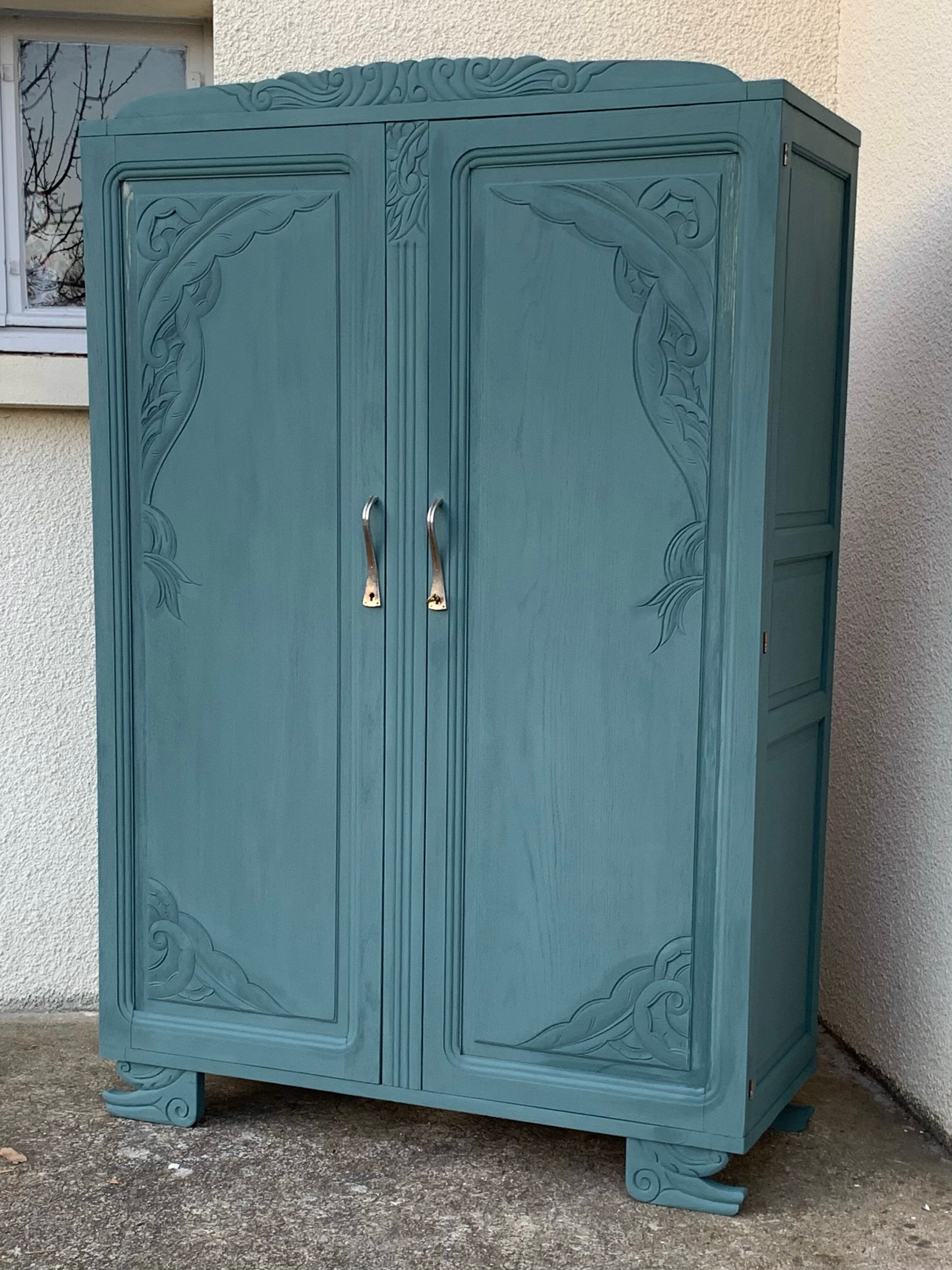 Parisian art deco wardrobe blue gray 1930