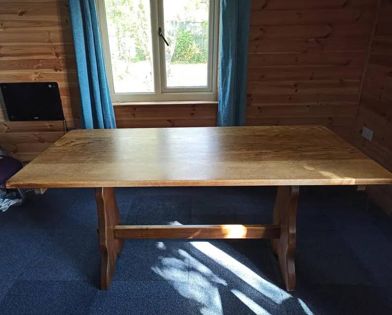 Vintage refectory table in solid oak