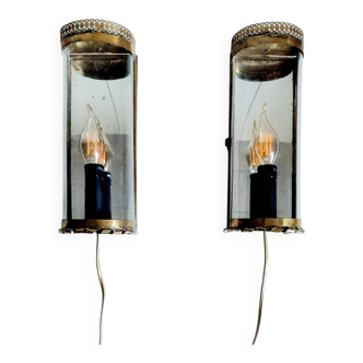 Paire d'appliques anciennes en laiton