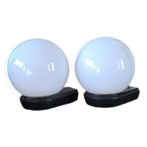 Pair of RZB Leuchten opaline globe wall lights