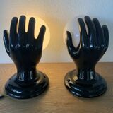 Pair of Ceramic Wall Lights or Lamps in the Shape of a Hand