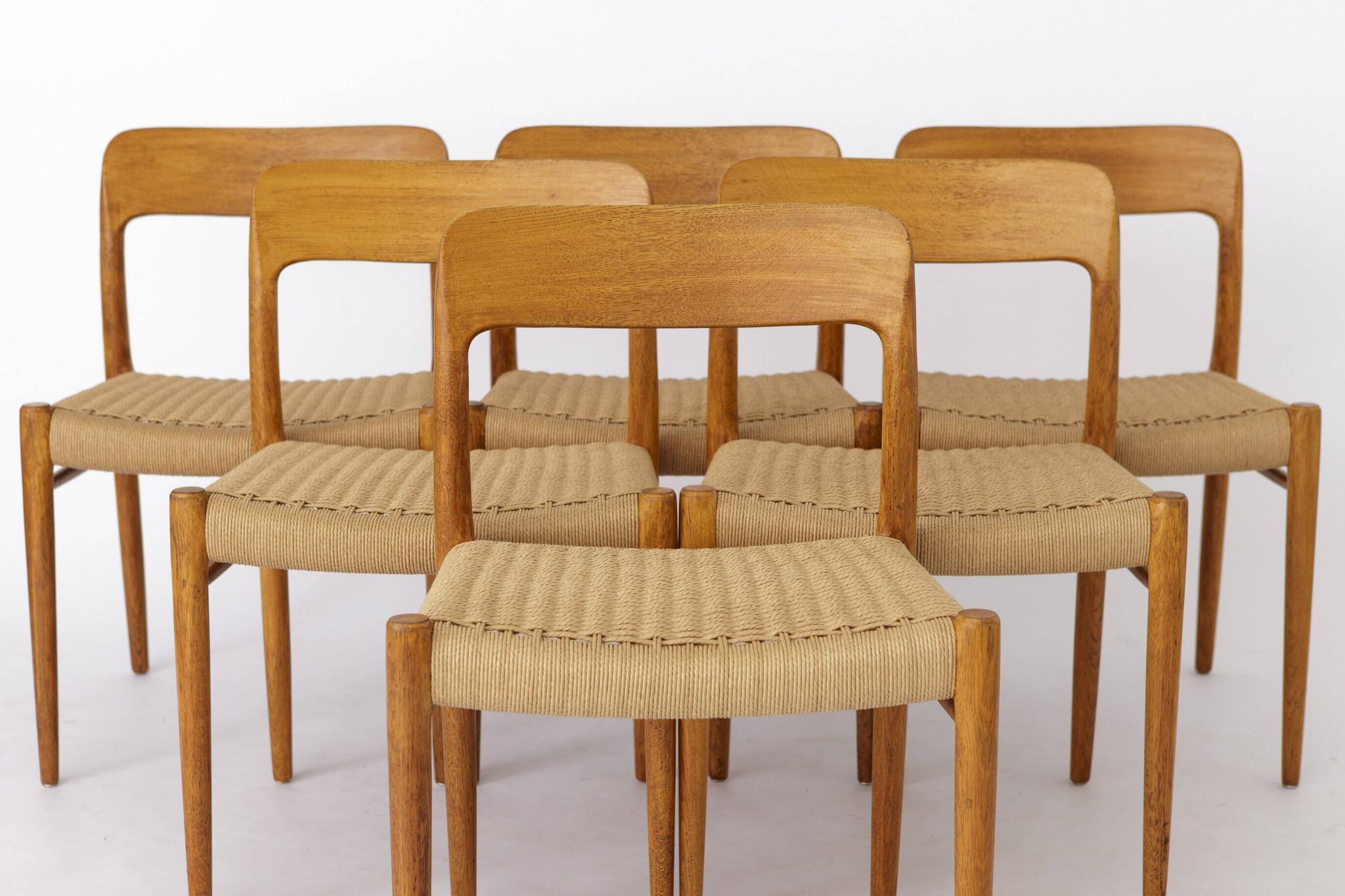 Set of 6 Niels Otto Møller Model 75 Chairs | 1950s Oak Dining Chairs | Mid