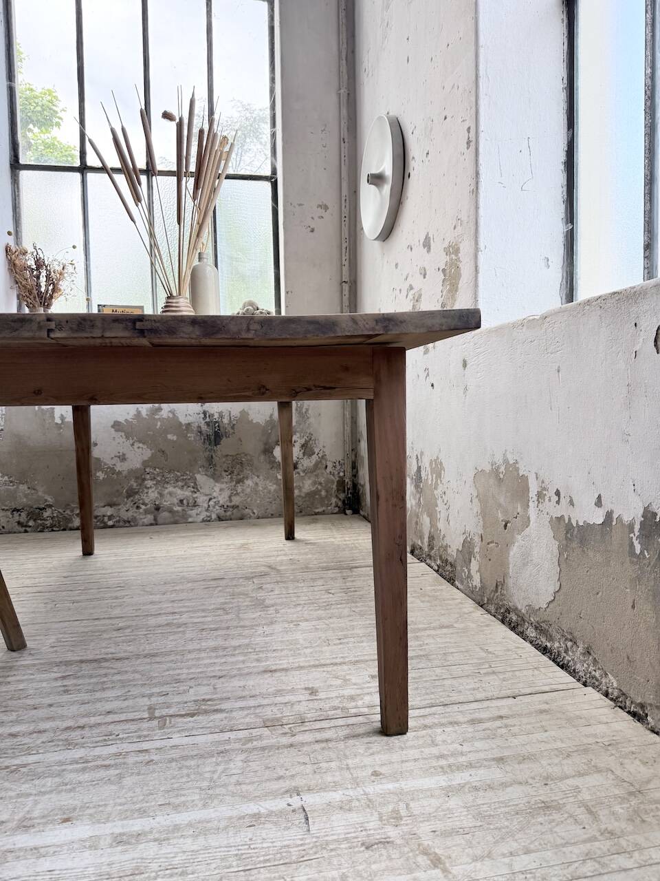 Farm table pitch pine 2 x 1 m from the 1950s