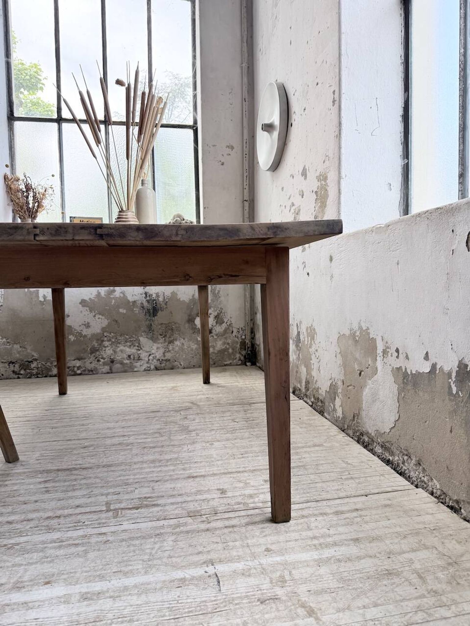 Farm table pitch pine 2 x 1 m from the 1950s
