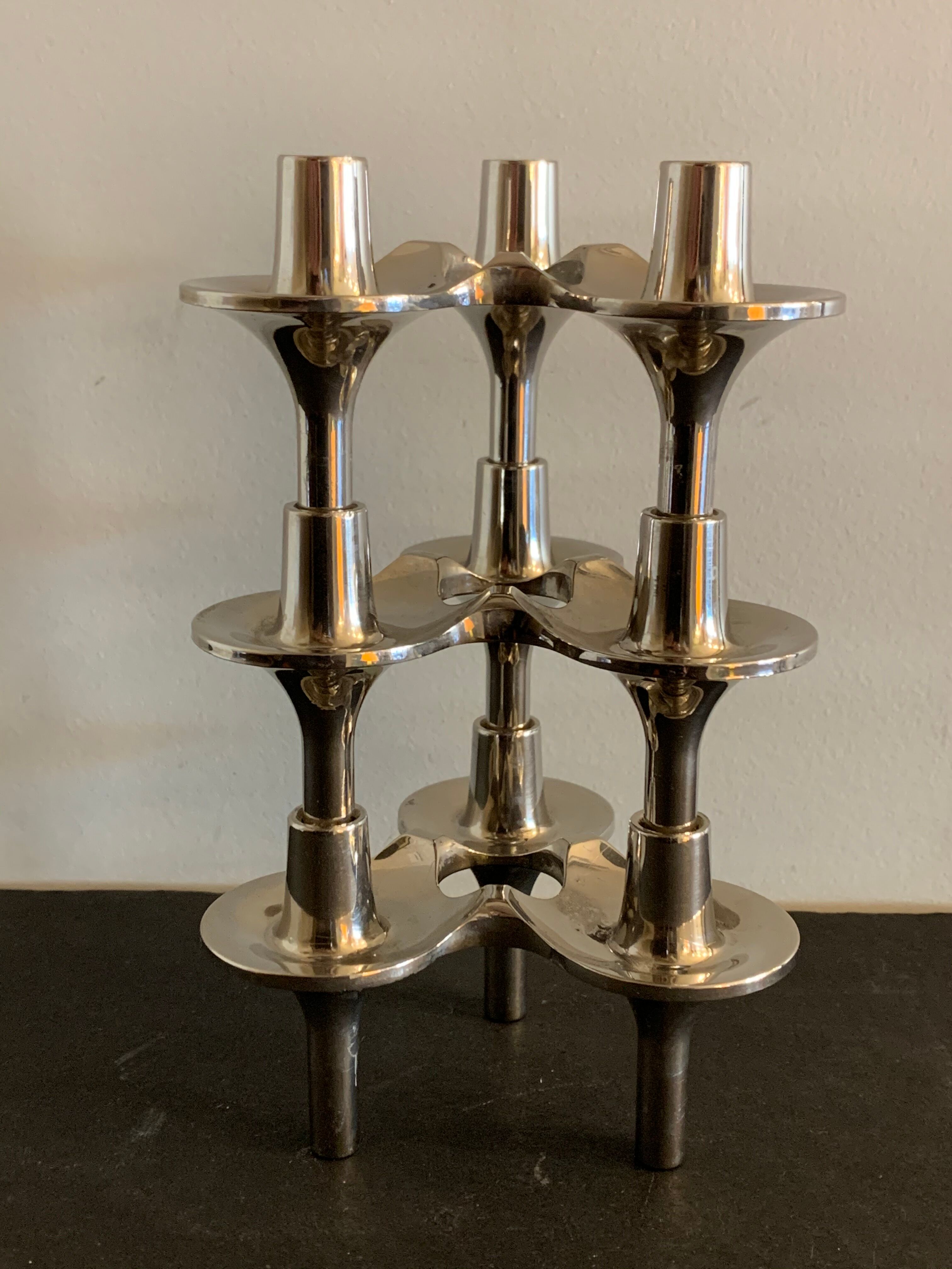 3 metal candlesticks 1970
