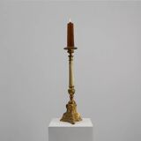 Large Provincial Copper Church Candlestick, France, ca. 1900